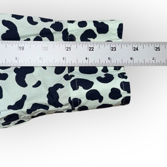 TALBOTS CLASSIC COTTON SHIRT - GRAPHIC CHEETAH Willow Green/Navy Plus 1X - Picture 9 of 12